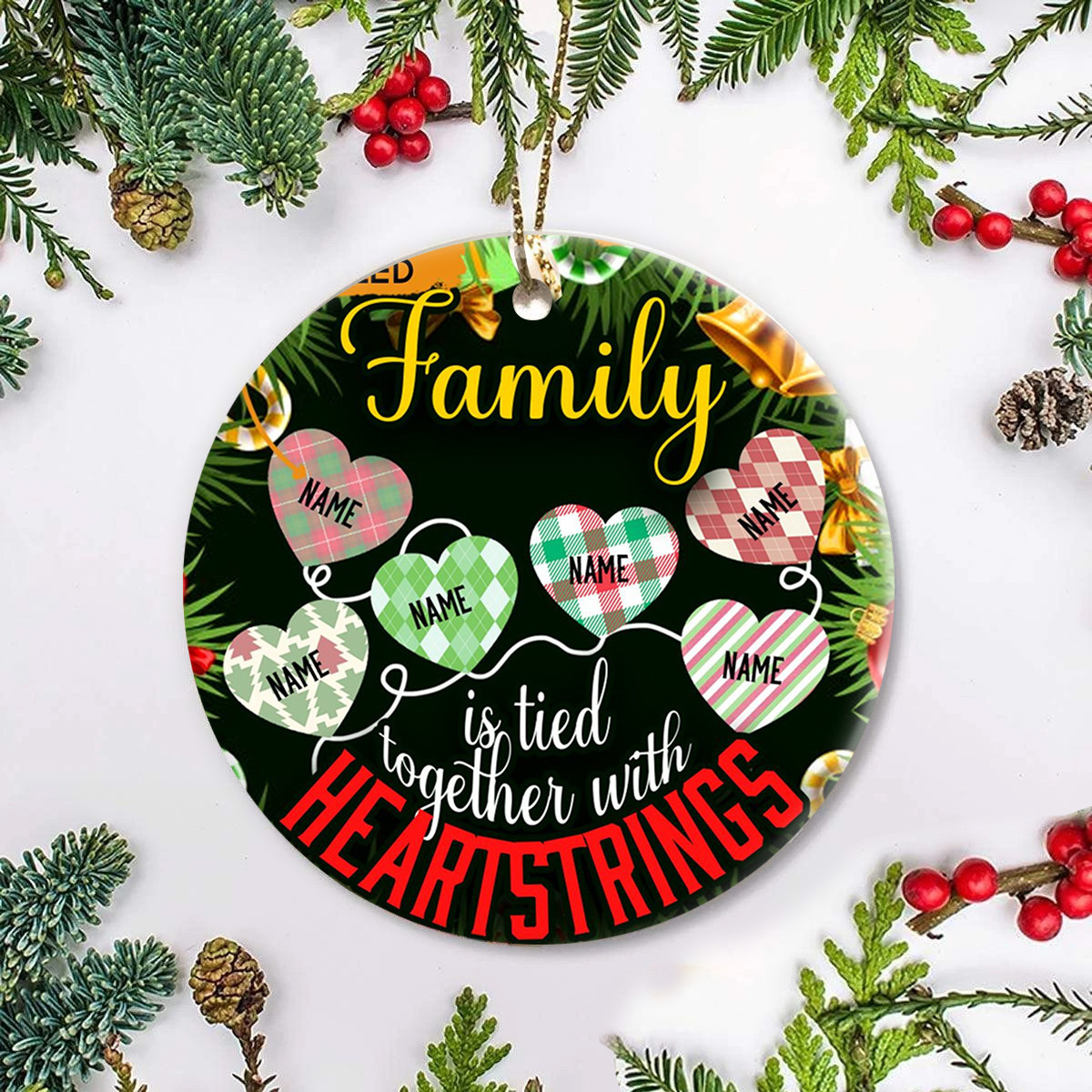 Customized Family Is Tied Together With Heartstrings Ornament Xmas Tree Ornament Gifts For Son