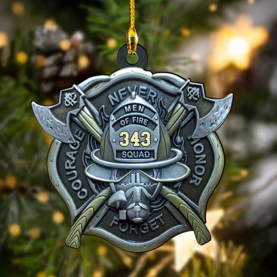 Customized Firefighter Axe Logo Ornament for Fireman Firefighter Christmas Acrylic Ornament for Him