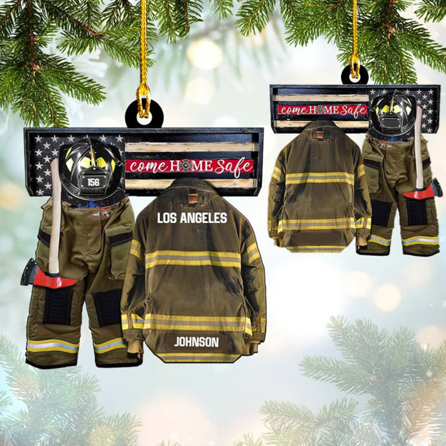 Customized Firefighter Uniform Full Set Ornament Come Home Safe Acrylic Ornament for Home
