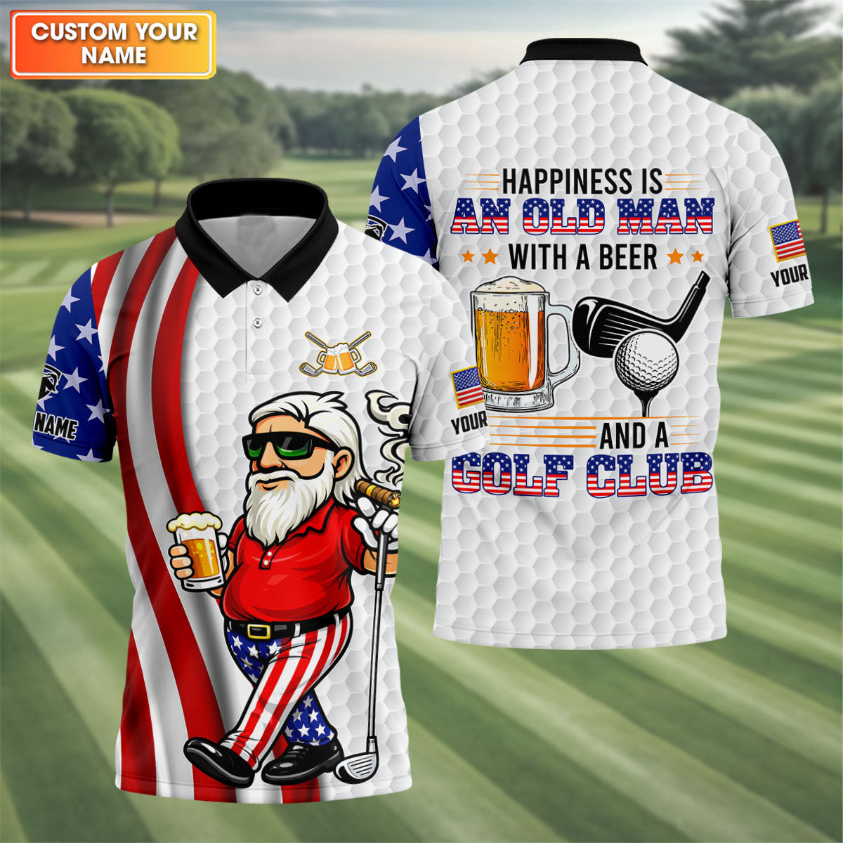 Customized Funny An Old Man With A Beer Golf Polo Shirt Mens Golf Outfit Gift For Golfers