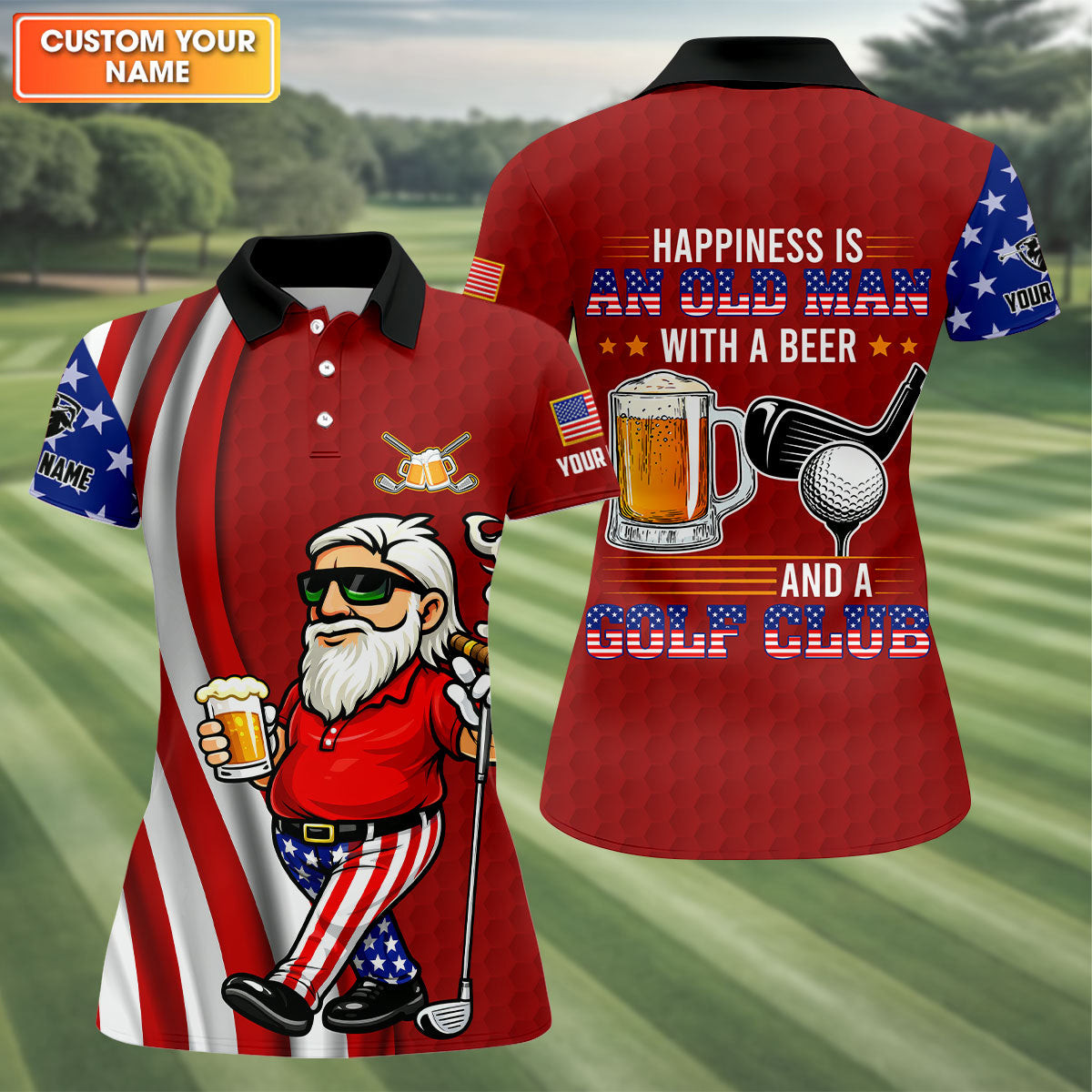 Customized Funny An Old Man With A Beer Golf Polo Shirt Womens Golf Clothes Best Golf Gifts