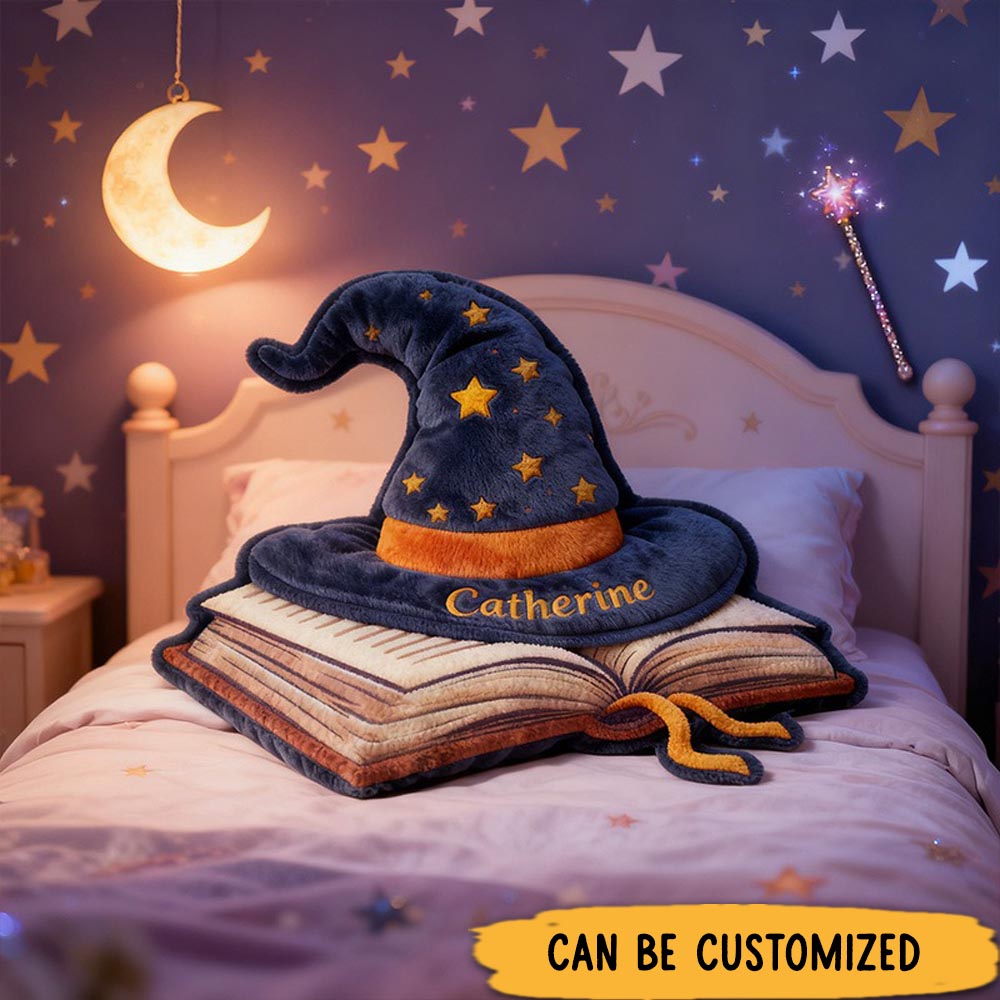 Customized Funny Pillow Christmas Graphic 3D Print Reading Enthusiast Wizard Hat Gift for Reading Lovers