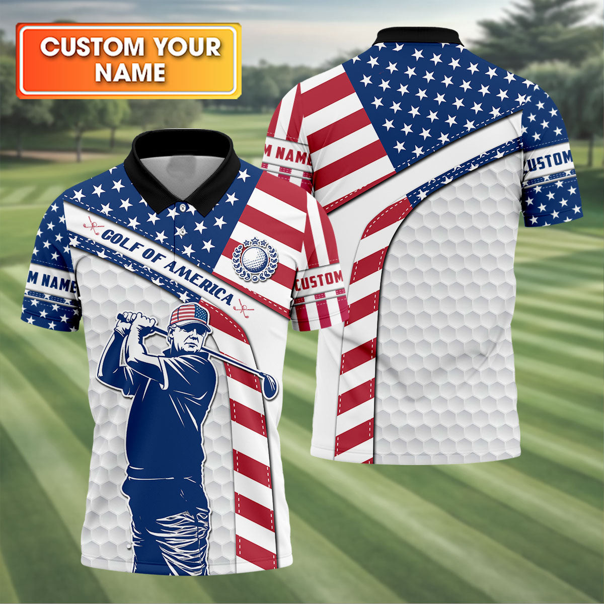 Customized Funny Trump Golf Of America Golf Polo Shirt Golf Outfit Men Cool Golf Gifts For Dad