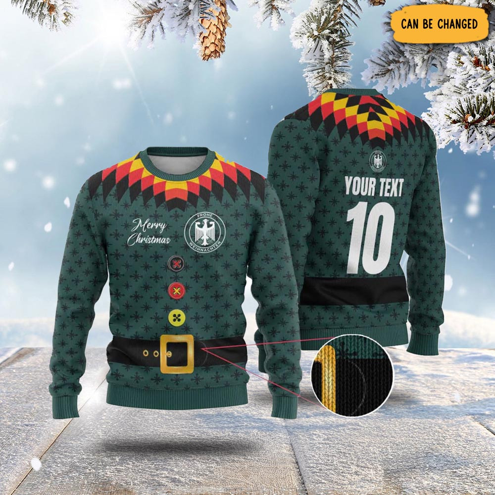Customized German Christmas Ugly Christmas Sweater German Football Jersey Secret Santa Gifts