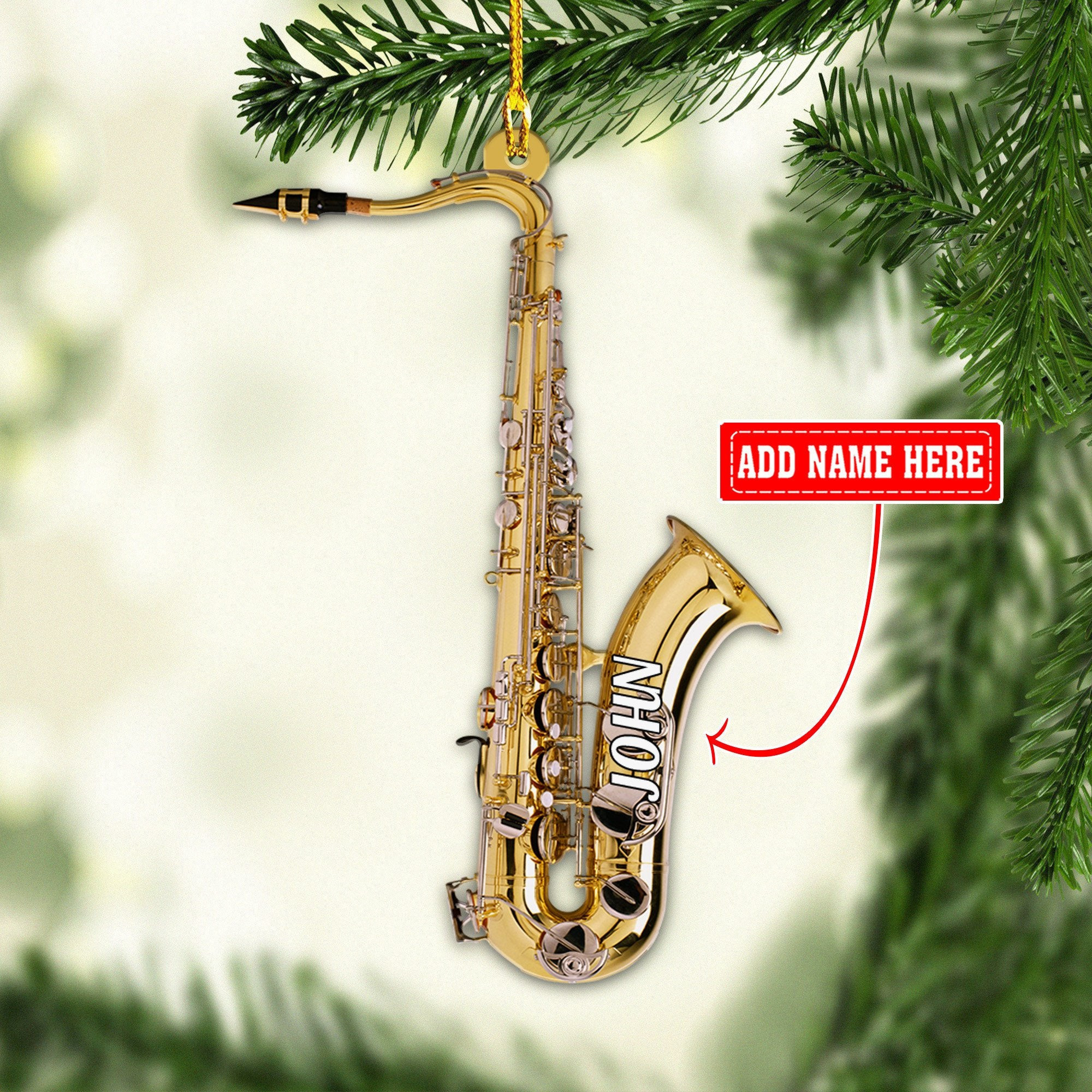 Customized Gold Saxophone Christmas Ornaments Saxophone Ornament Saxophone Gift