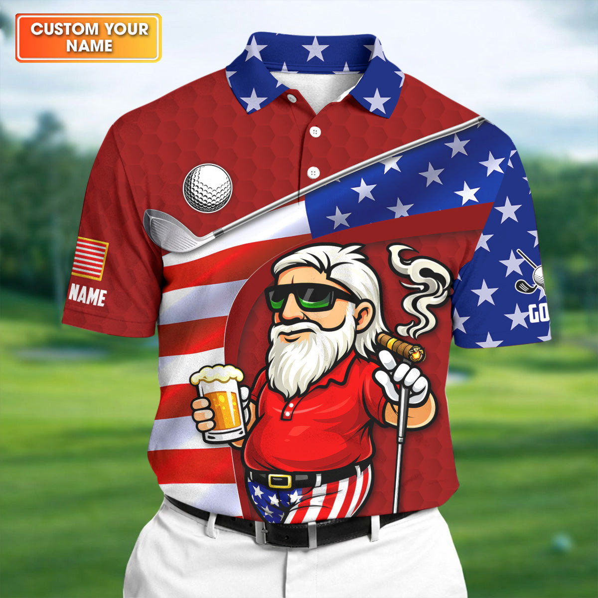 Customized Golf And Beer Patriotic Golf Polo Shirt Mens Polo Shirts Golf Gift Ideas For Men