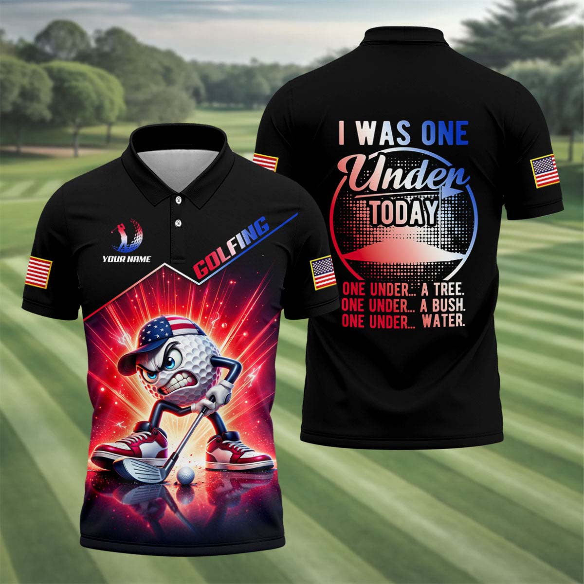 Customized I Was One Under Today Golf Polo Shirt Golfers Apparel Gifts For Male Golfers