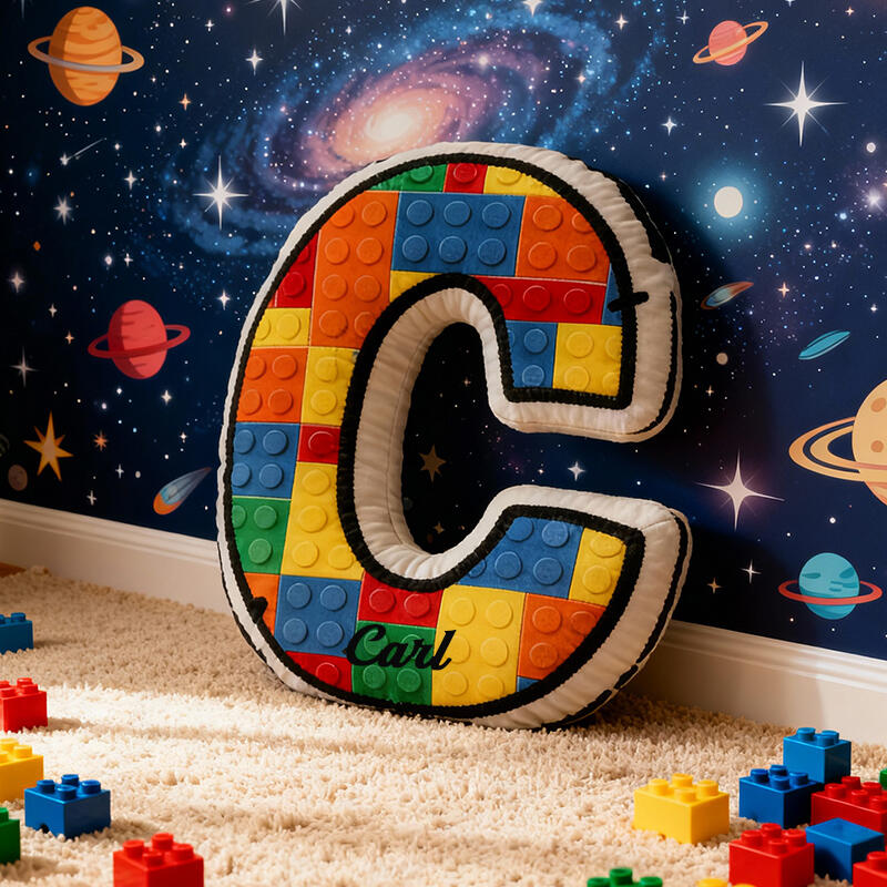 Customized Letter Shaped Building Block Pillow Room Decor Ideas Gifts For Birthday Boys
