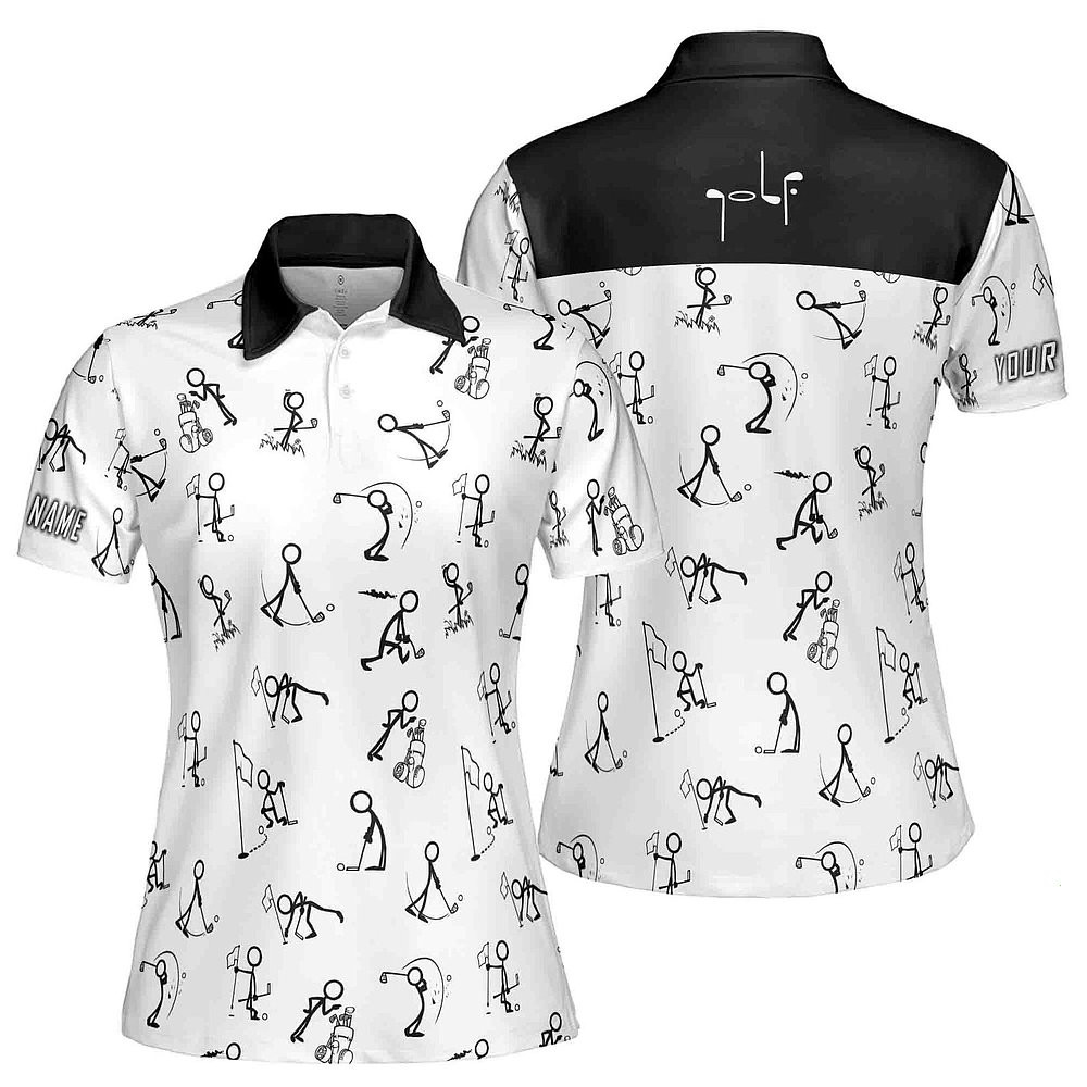 Customized Name Funny Golf Stick Icon Women Golfers 3D Polo Shirt Gifts For Golfers