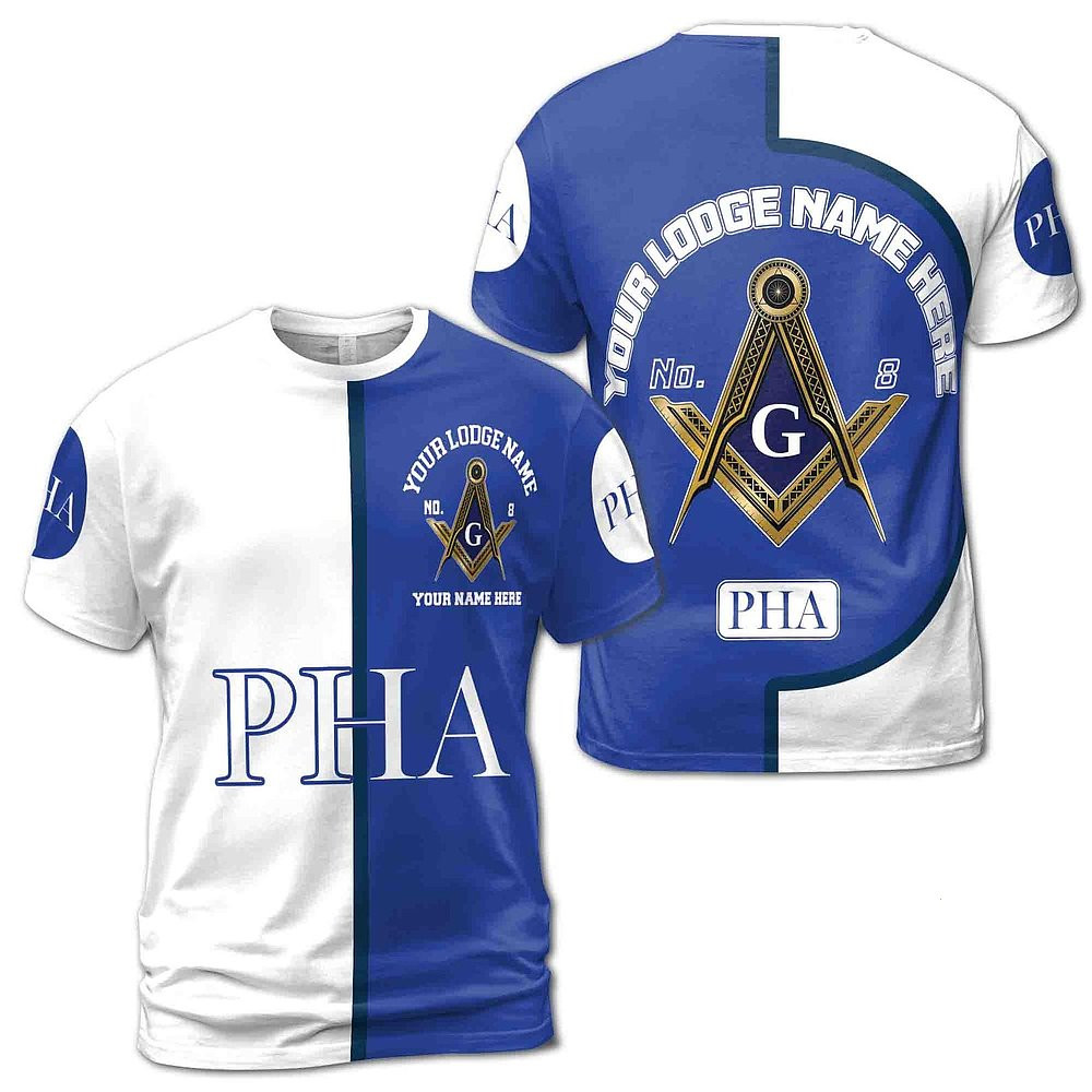 Customized Name Lodge Name PHA Masonic Freemasonry 3D T-Shirt Birthday Present For Husband