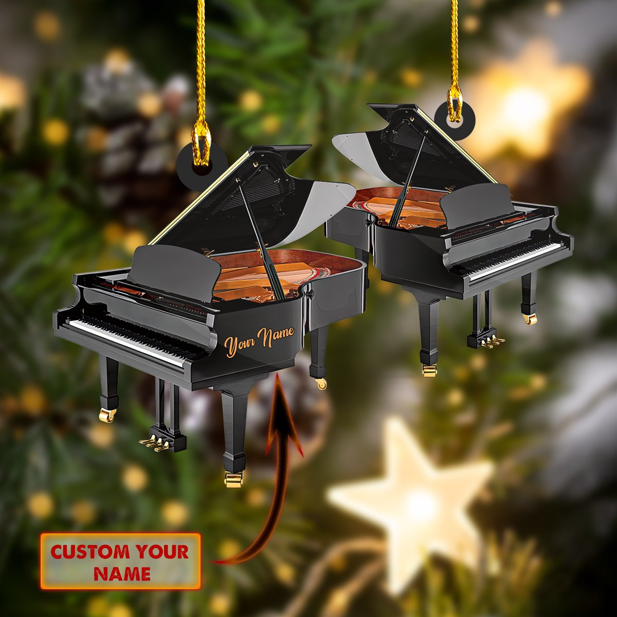 Customized Name Many Type Piano Shaped Acrylic Christmas Ornament Perfect Gift for Musician