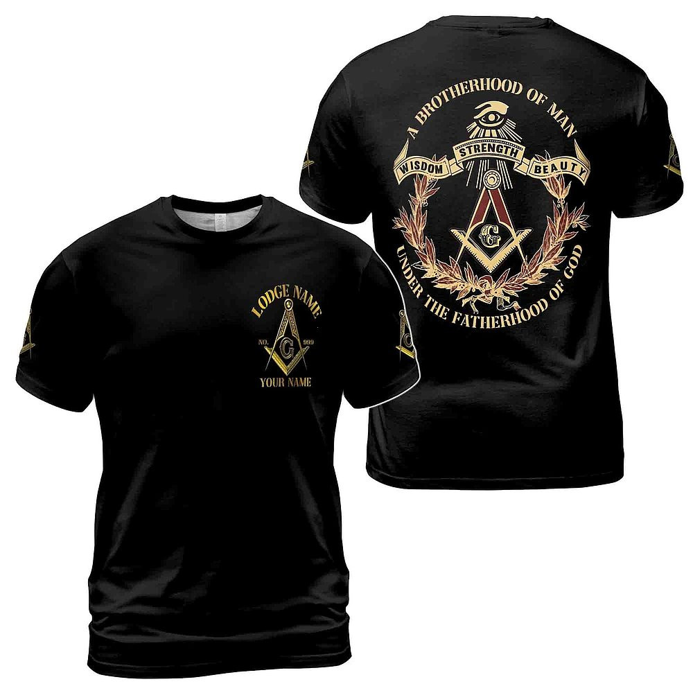 Customized Name Number Lodge Masonic Freemasonry T-Shirt Unique Birthday Gift For Husband