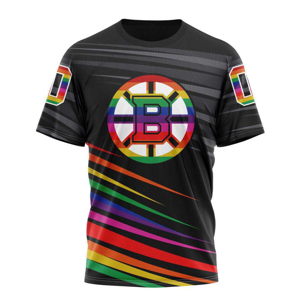Customized NHL Boston Bruins LGBT Pride T-Shirt Gift For Ice Hockey Team