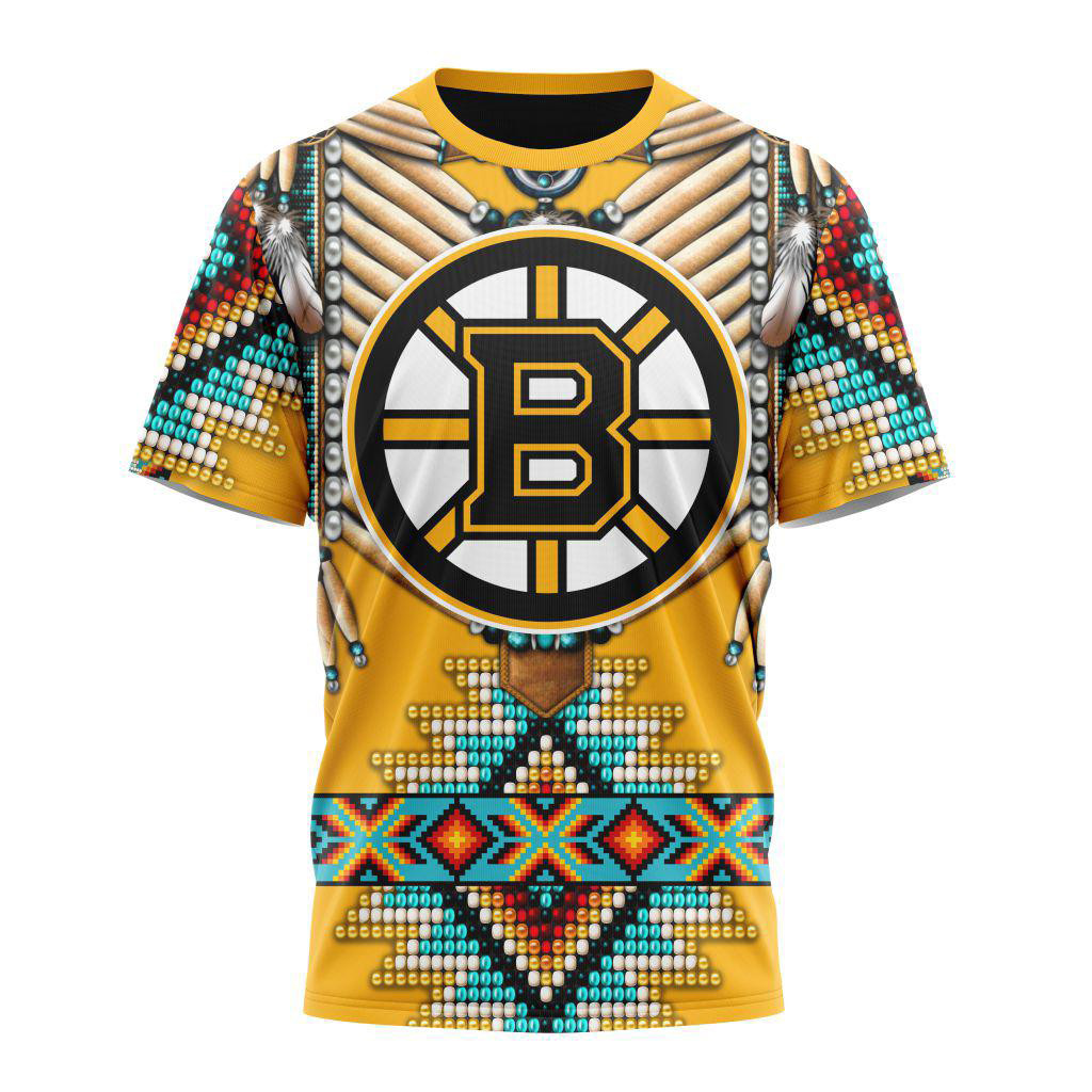 Customized NHL Boston Bruins Native American Costume T-Shirt Gift For Hockey Lovers