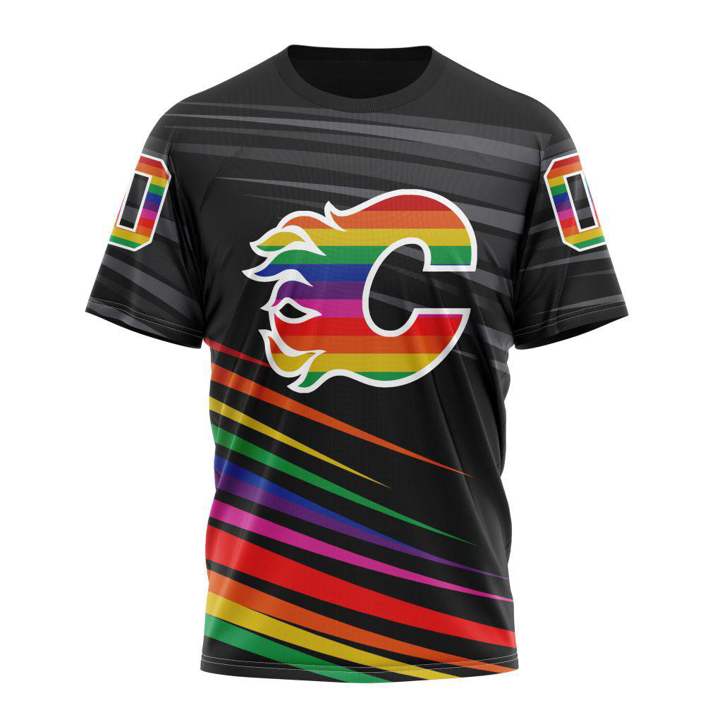 Customized NHL Calgary Flames LGBT Pride T-Shirt Gift For Ice Hockey Team