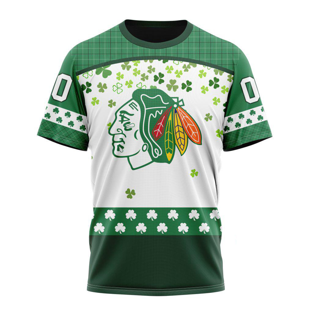 Customized NHL Chicago Blackhawks St. Patrick's Day Shirt Ice Hockey Team Fan Gifts
