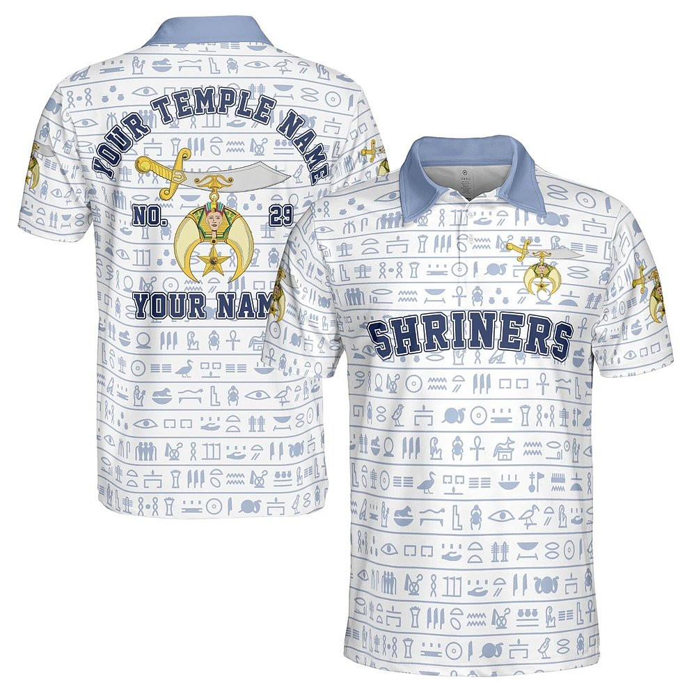 Customized Noble Polo Shriners Egyptian Patterns Men's Polo Shirt Unique Gifts For Husband