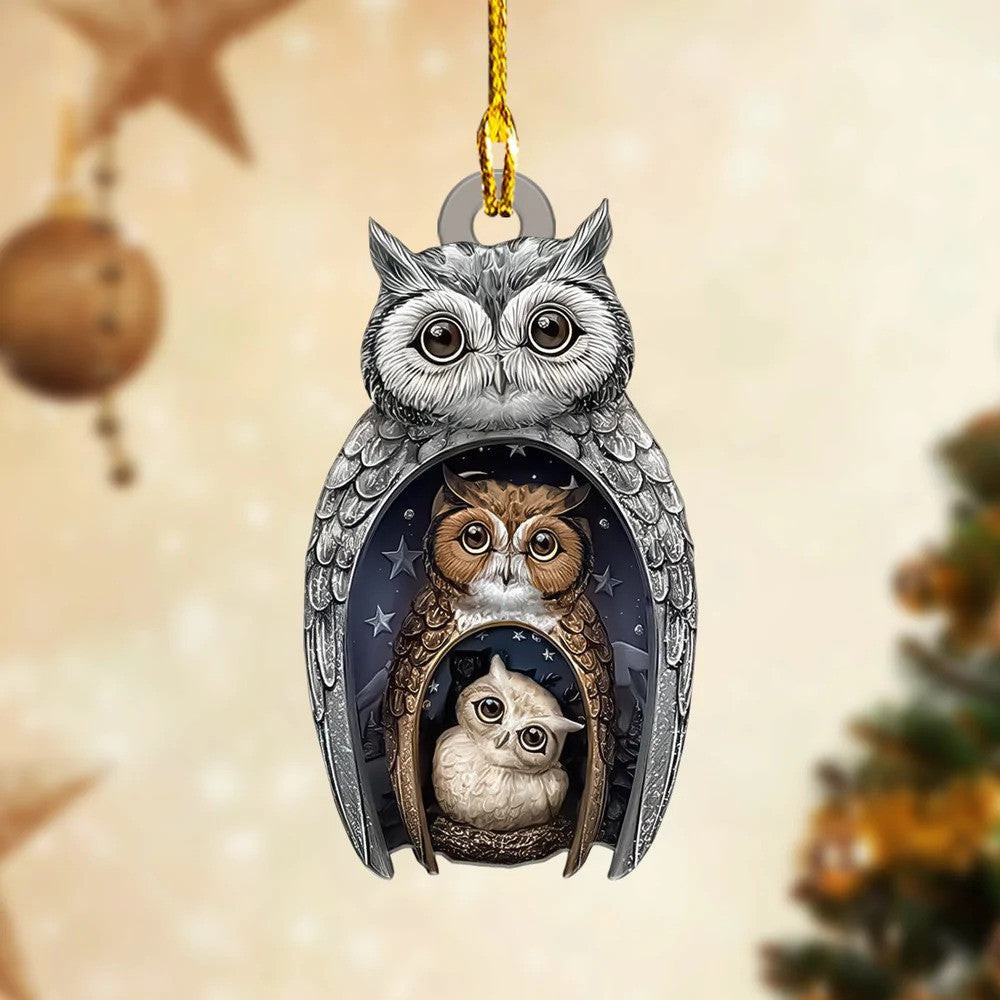 Customized Owl Ornament Custom Shaped Acrylic Christmas Owl Ornament for Owl Lovers