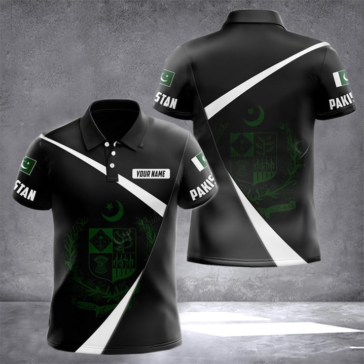 Customized Pakistan Coat Of Arms Black Form Polo Shirt Pakistan Men Clothes Gifts For Pakistani