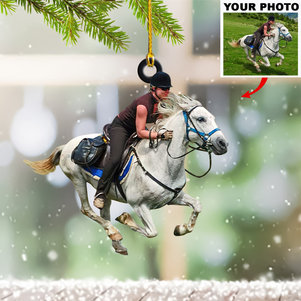 Customized Photo Horseback Riding Christmas Ornament Horse Rider Ornament Christmas Decor 2024