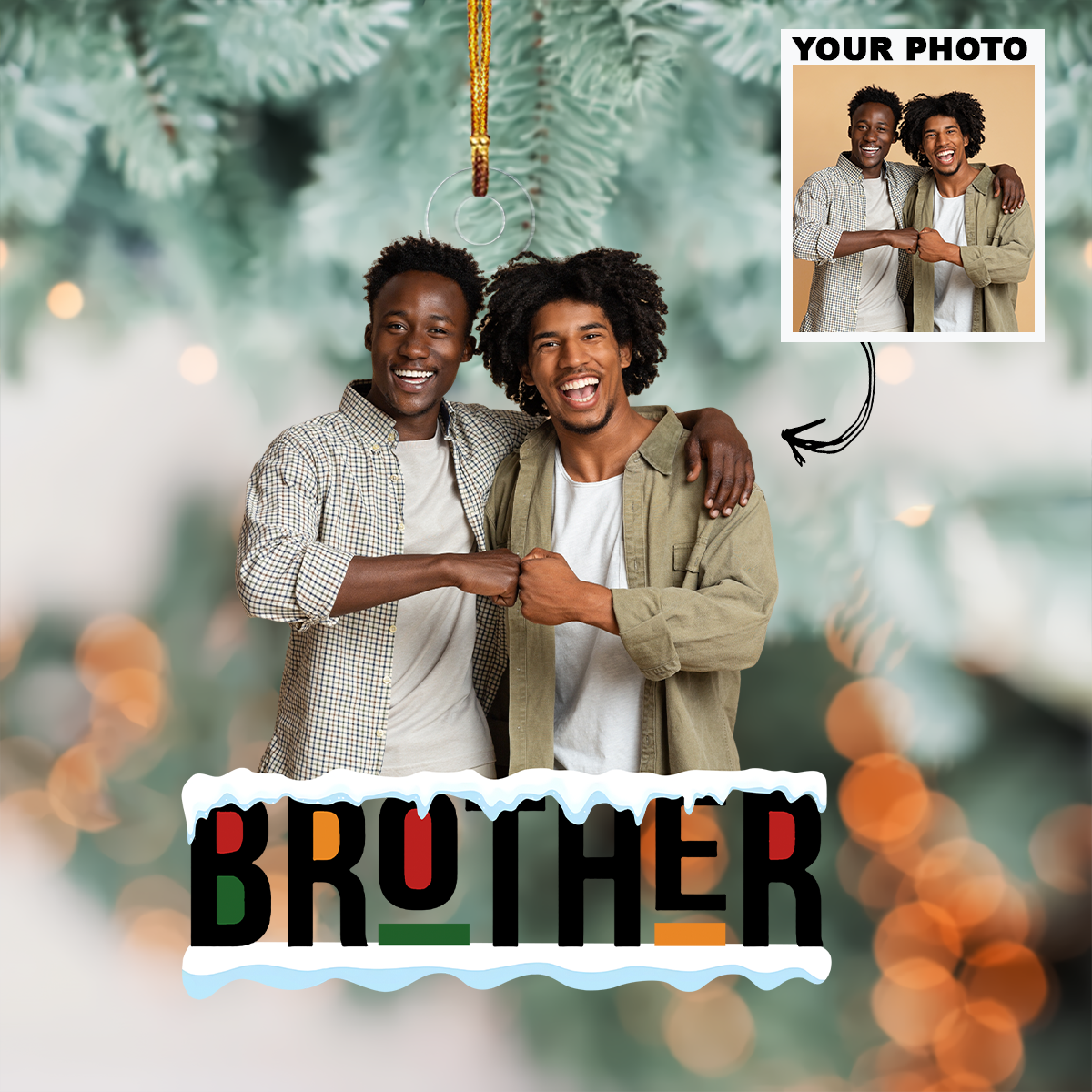 Customized Photo Ornament Brothers Personalized Photo Mica Ornament Christmas Gift For