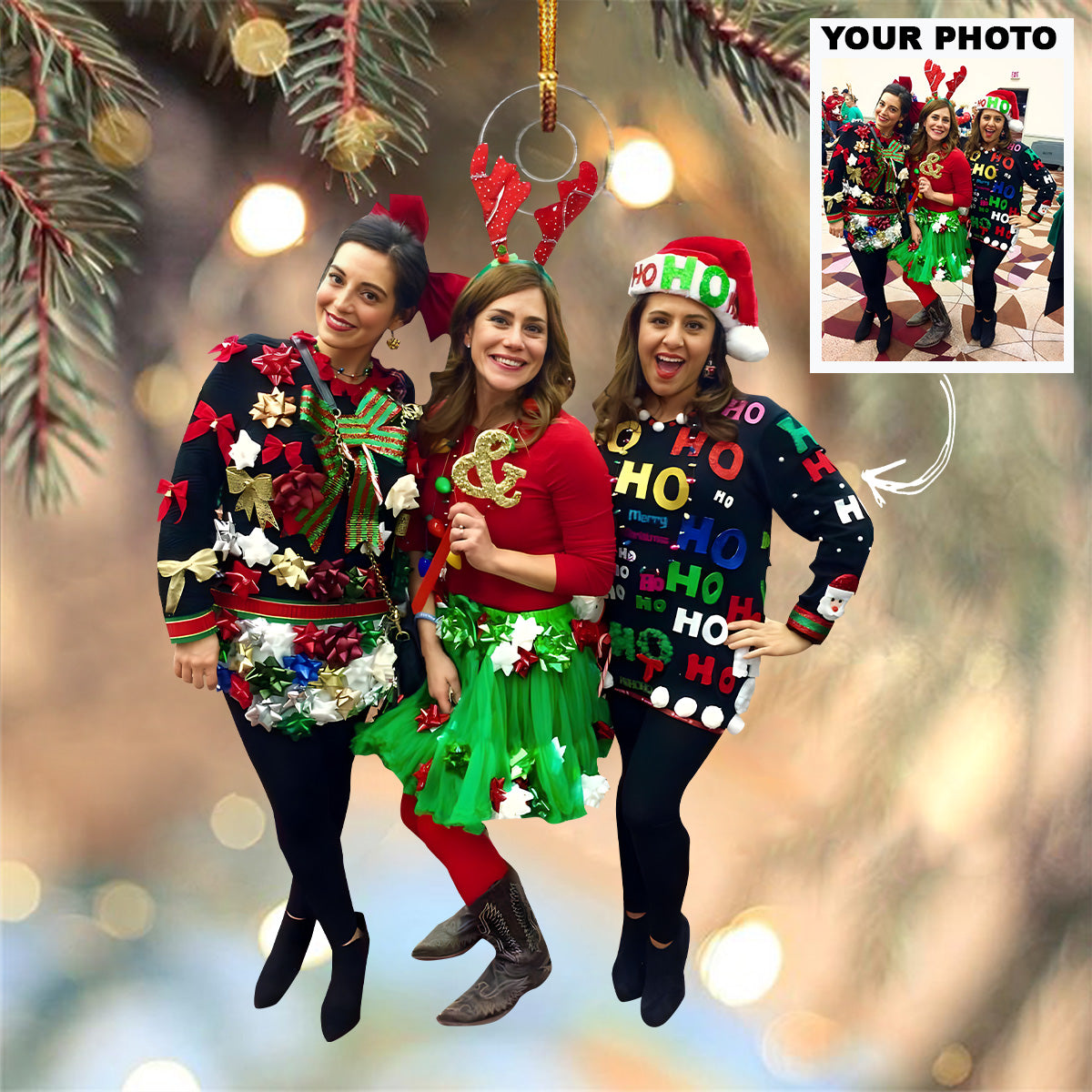 Customized Photo Ornament Christmas Funny Costume Personalized Photo Mica Ornament Christmas