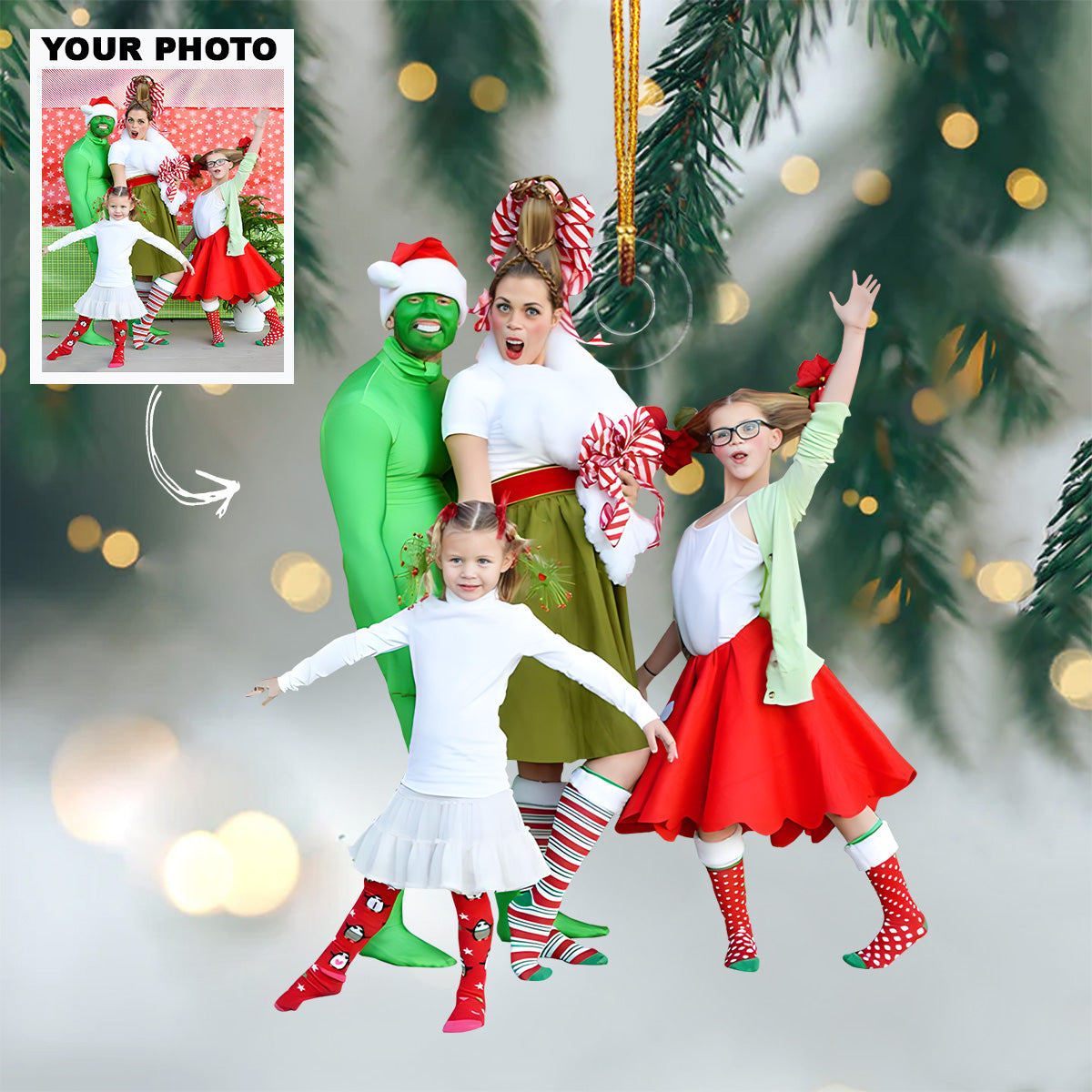 Customized Photo Ornament Christmas Funny Moment Personalized Photo Mica Ornament Christmas
