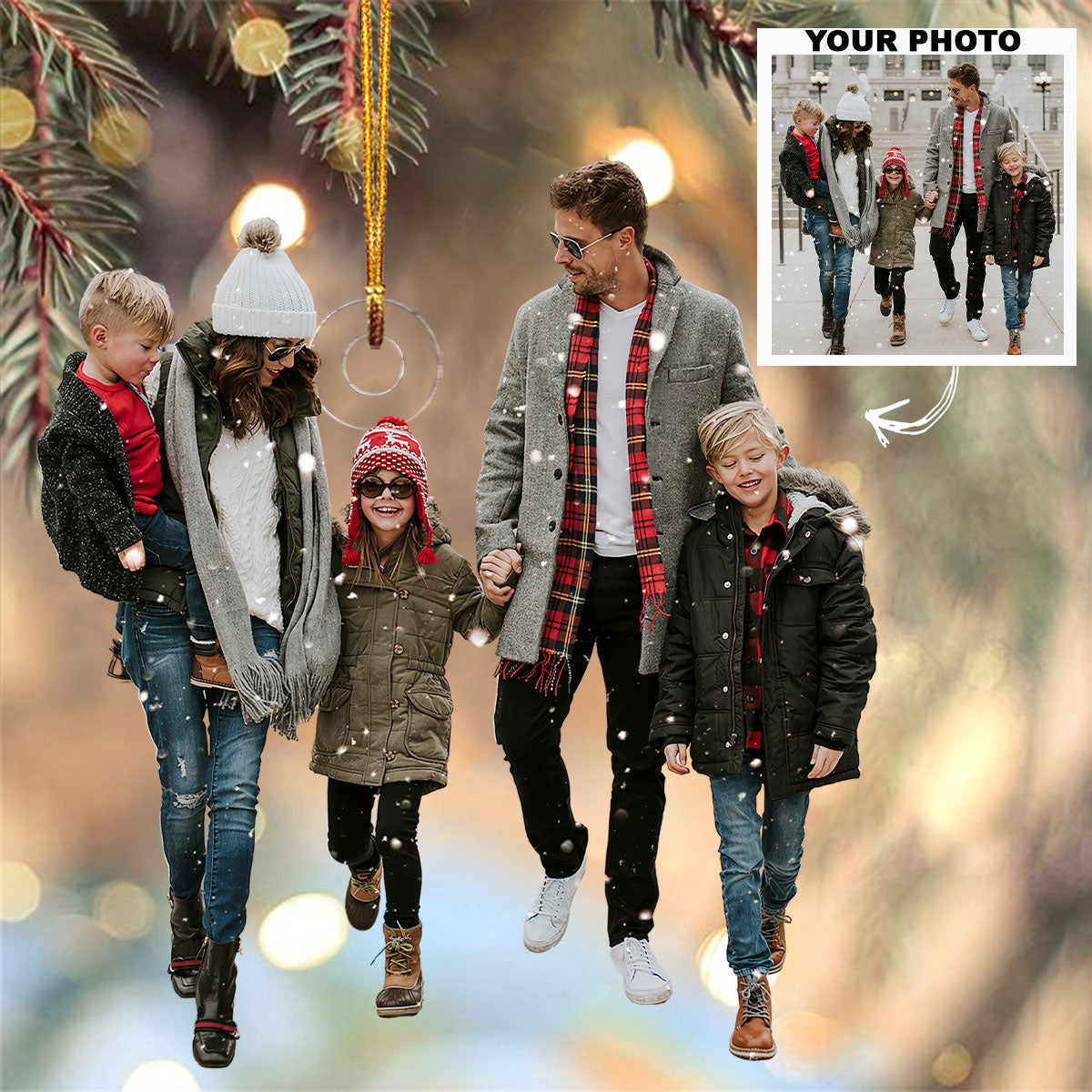 Customized Photo Ornament Couple Family Christmas Personalized Photo Mica Ornament 2