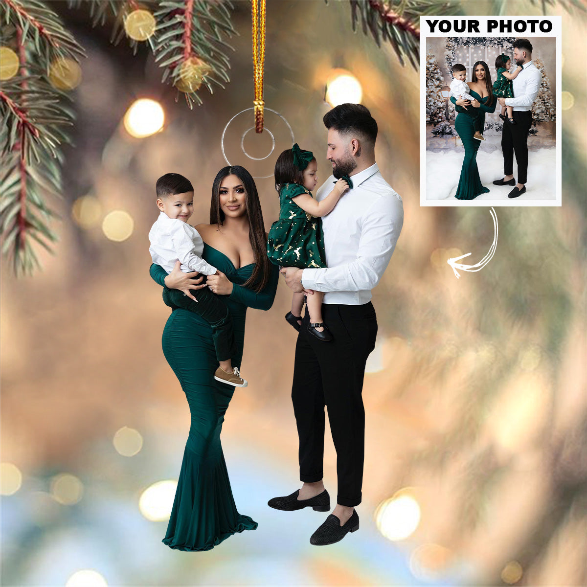 Customized Photo Ornament Couple Family Christmas Personalized Photo Mica Ornament