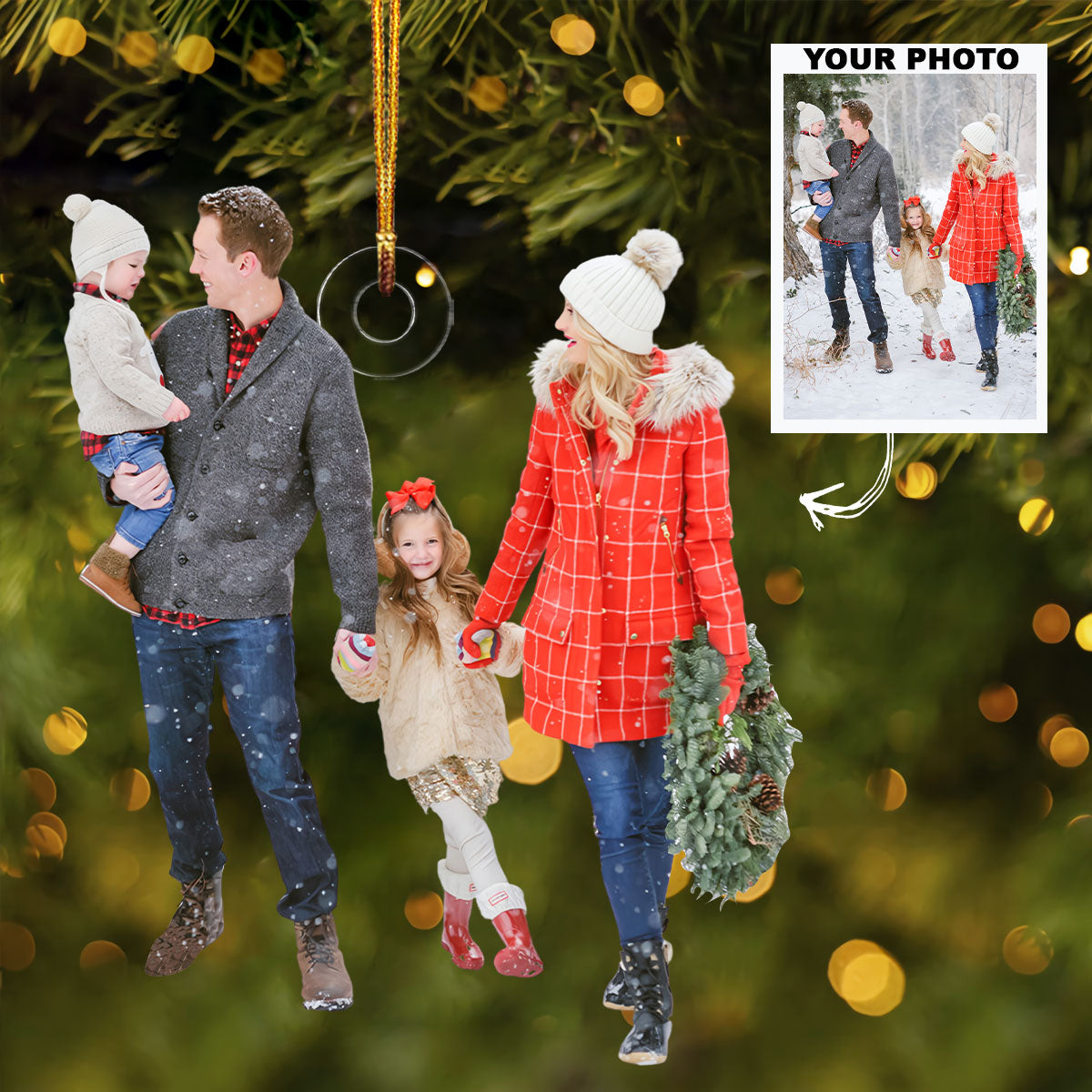 Customized Photo Ornament Couple Family Members Christmas Personalized Photo Mica Orname