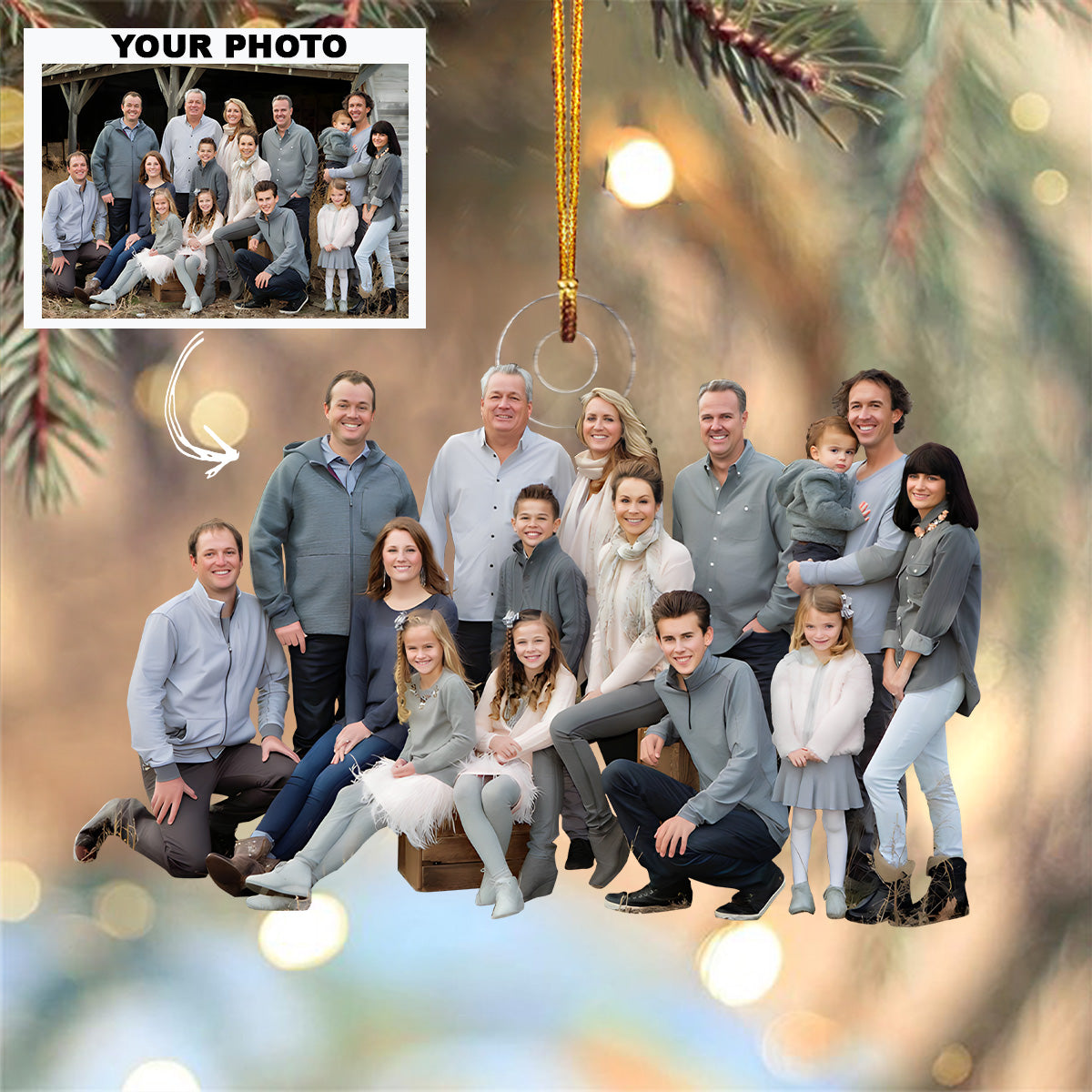 Customized Photo Ornament Family Forever V4 Personalized Photo Mica Ornament Christmas