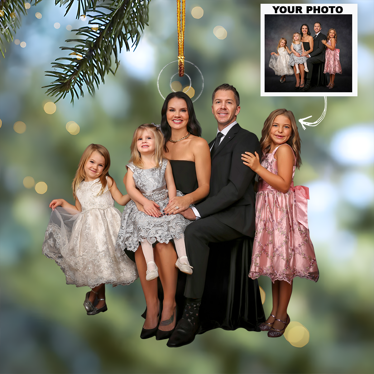Customized Photo Ornament Family Special Moments Personalized Photo Mica Ornament Merry Christmas
