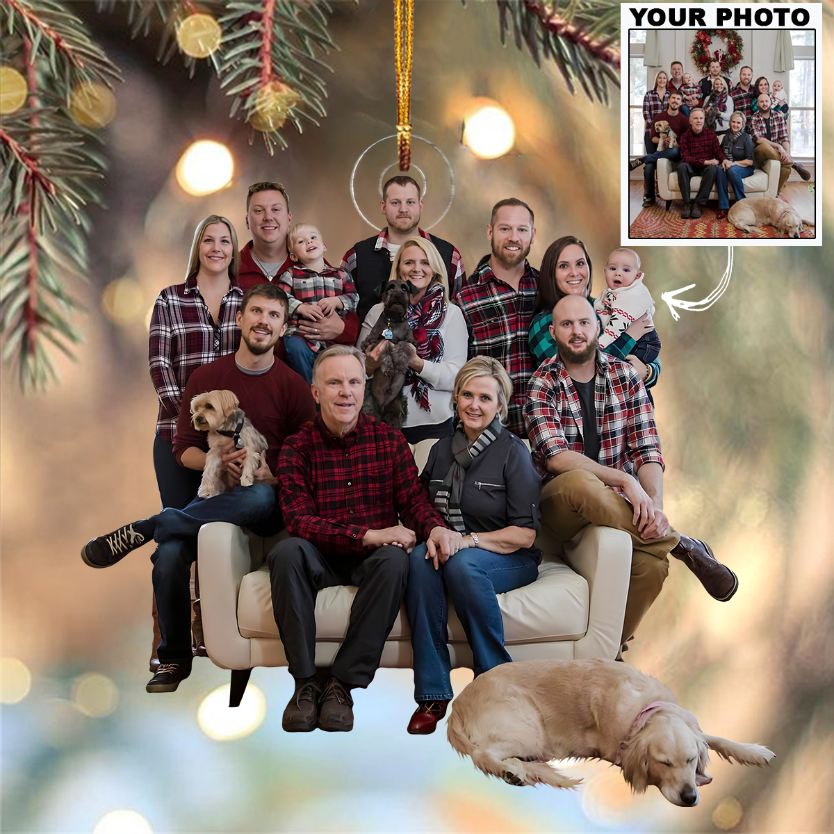 Customized Photo Ornament Family Special Moments V10 Personalized Photo Mica Ornament