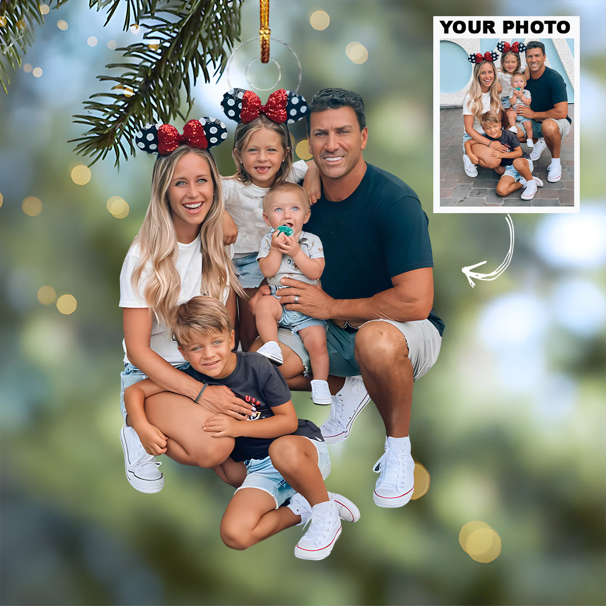 Customized Photo Ornament Family Trip Personalized Photo Mica Ornament