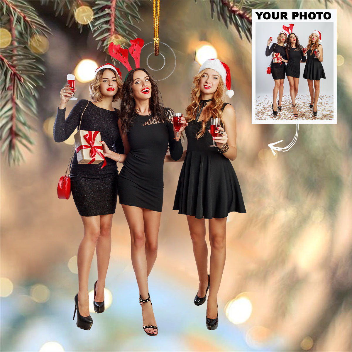 Customized Photo Ornament Friends Family Members Christmas Personalized Photo Mica Ornam