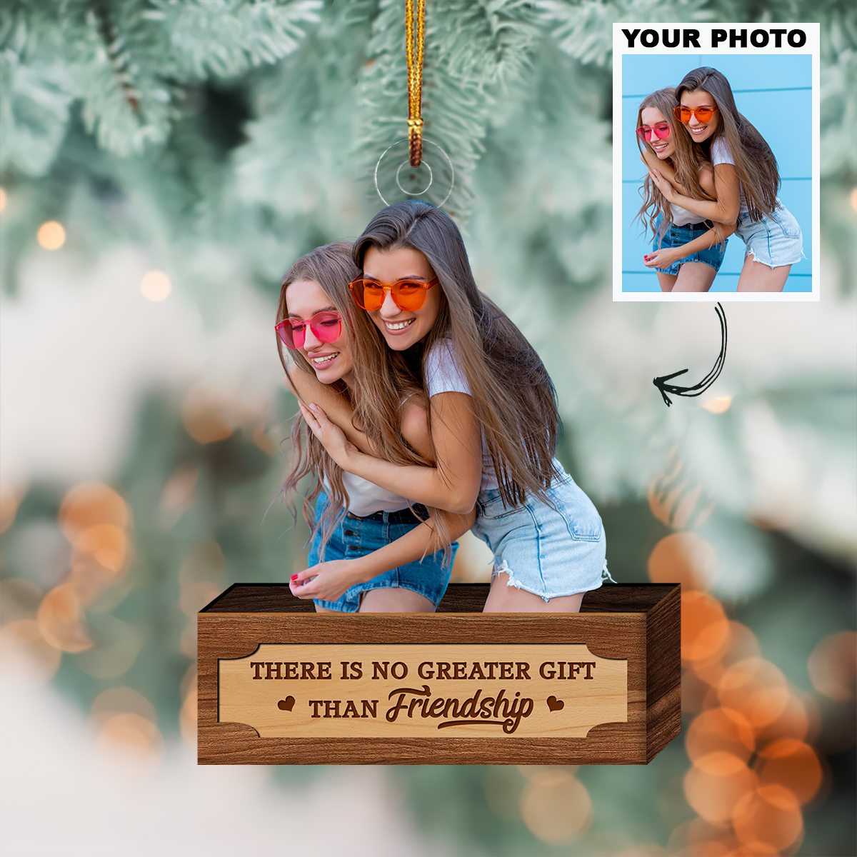 Customized Photo Ornament Friends Personalized Photo Mica Ornament Christmas Gift For