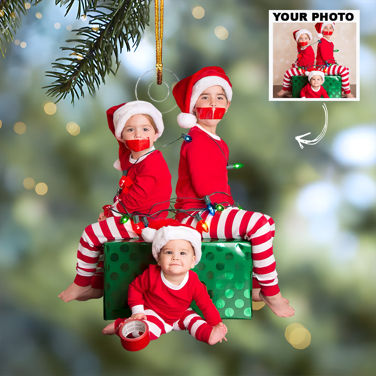 Customized Photo Ornament Funny Moment Personalized Photo Mica Ornament Christmas Gift
