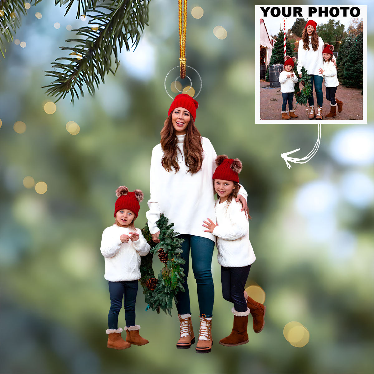 Customized Photo Ornament Happy Family V5 Personalized Photo Mica Ornament Christmas Gift