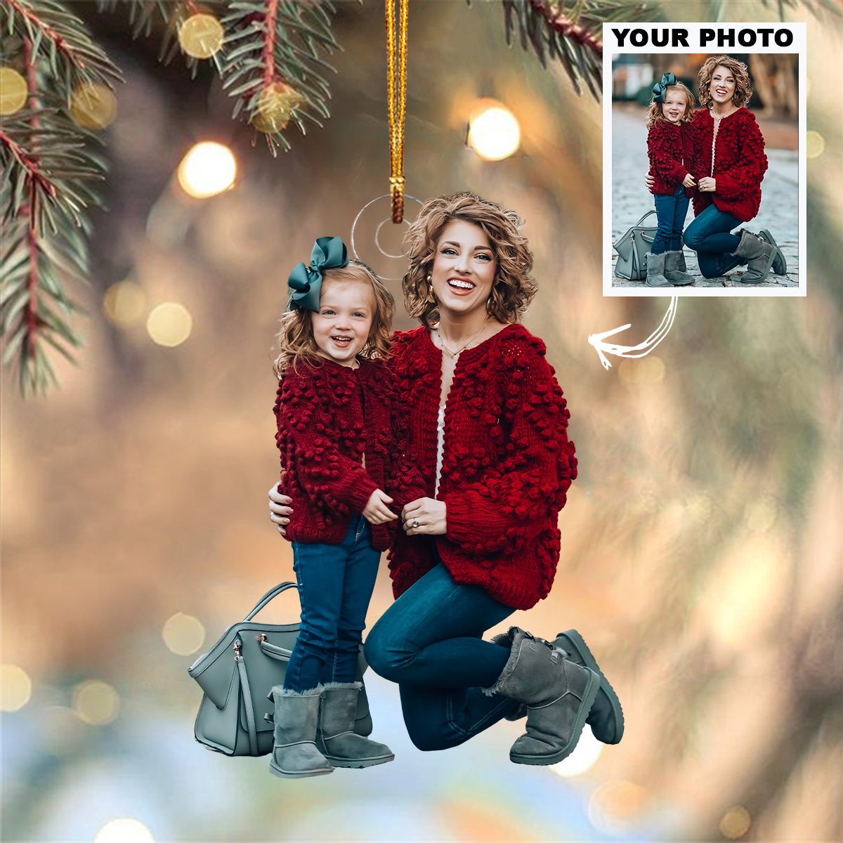 Customized Photo Ornament Mom Her Babies Personalized Photo Mica Ornament Christmas Gift