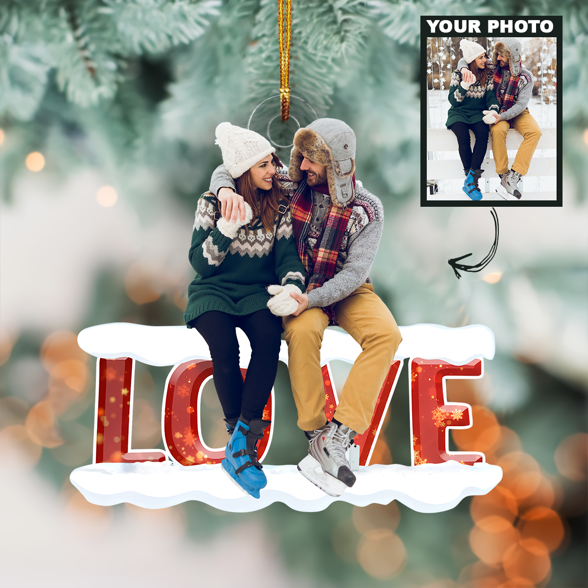 Customized Photo Ornament Personalized Photo Mica Ornament Christmas Gift For Couple W 2