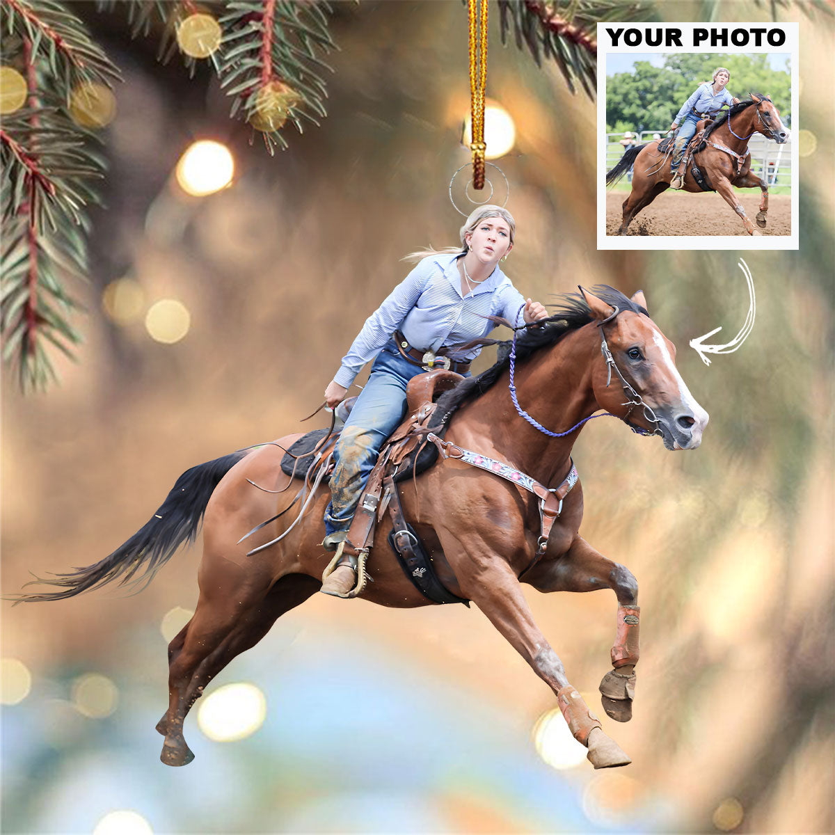 Customized Photo Ornament Personalized Photo Mica Ornament Christmas Gift For Horse Lo