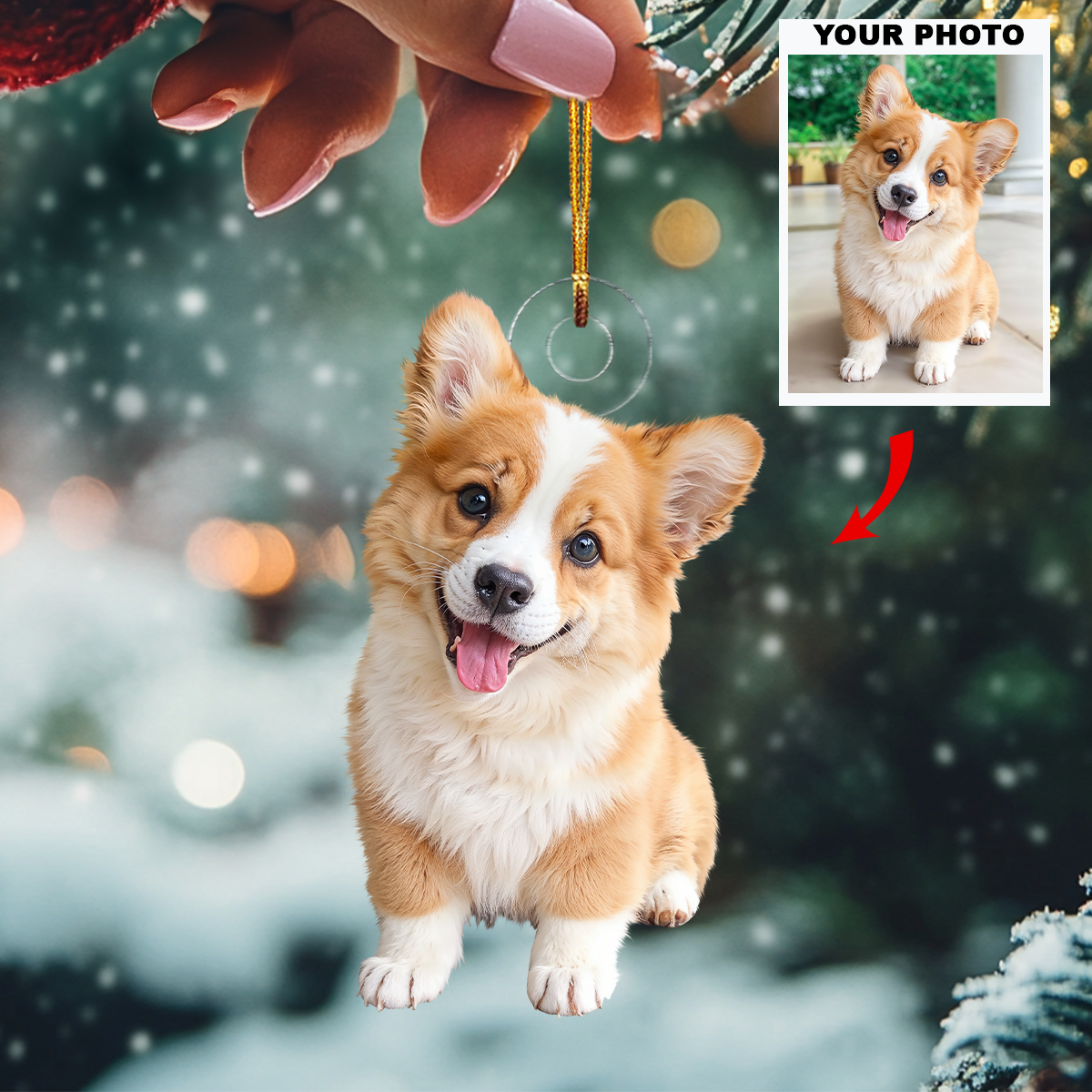 Customized Photo Ornament Pet Cute Moments Personalized Photo Mica Ornament Christmas