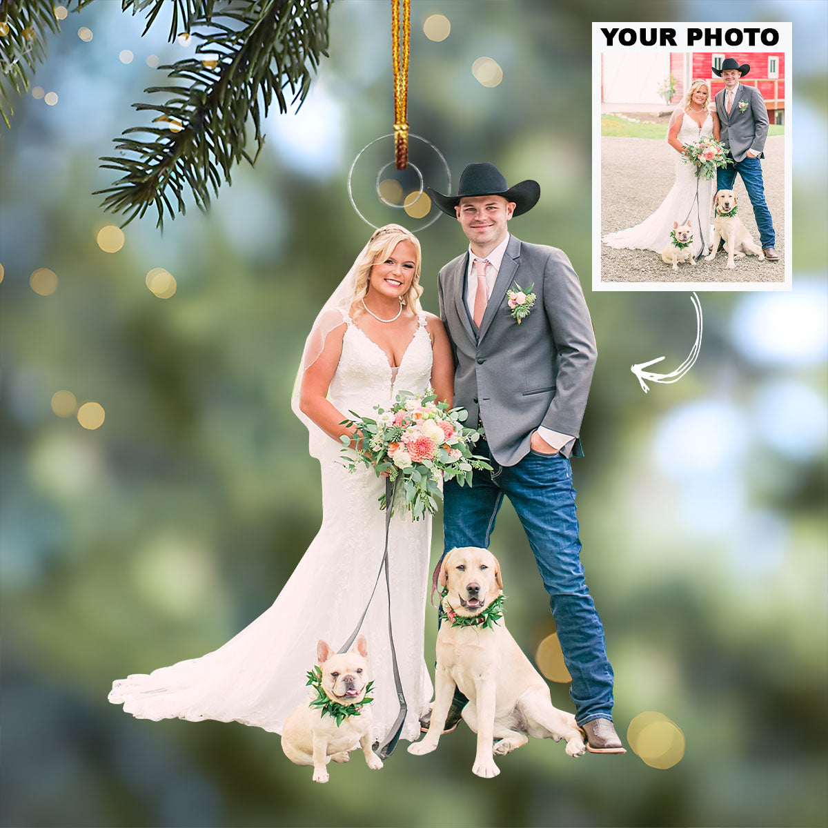 Customized Photo Ornament Wedding Moments V2 Personalized Photo Mica Ornament Christma