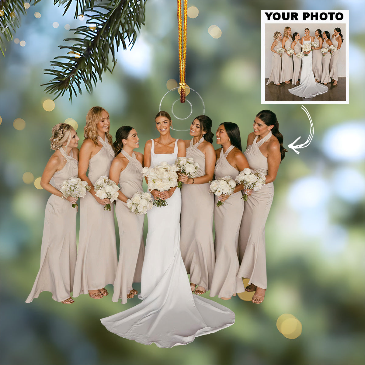 Customized Photo Ornament Wedding Photos With Friends Personalized Photo Mica Ornament