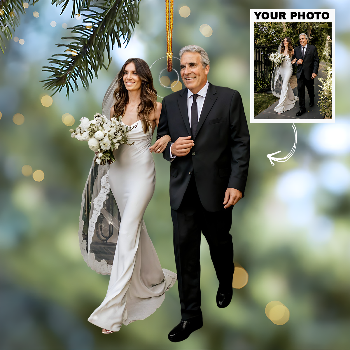 Customized Photo Ornament Wedding Special Moment V2 Personalized Photo Mica Ornament