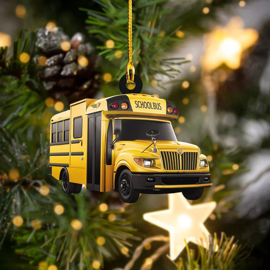 Customized School Bus Acrylic Ornament for Bus Driver Christmas Gift