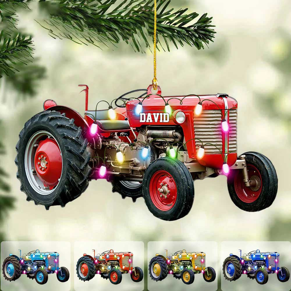 Customized Tractor Christmas Ornament Version 2 for Farmer Gift for Dad Tree Decor