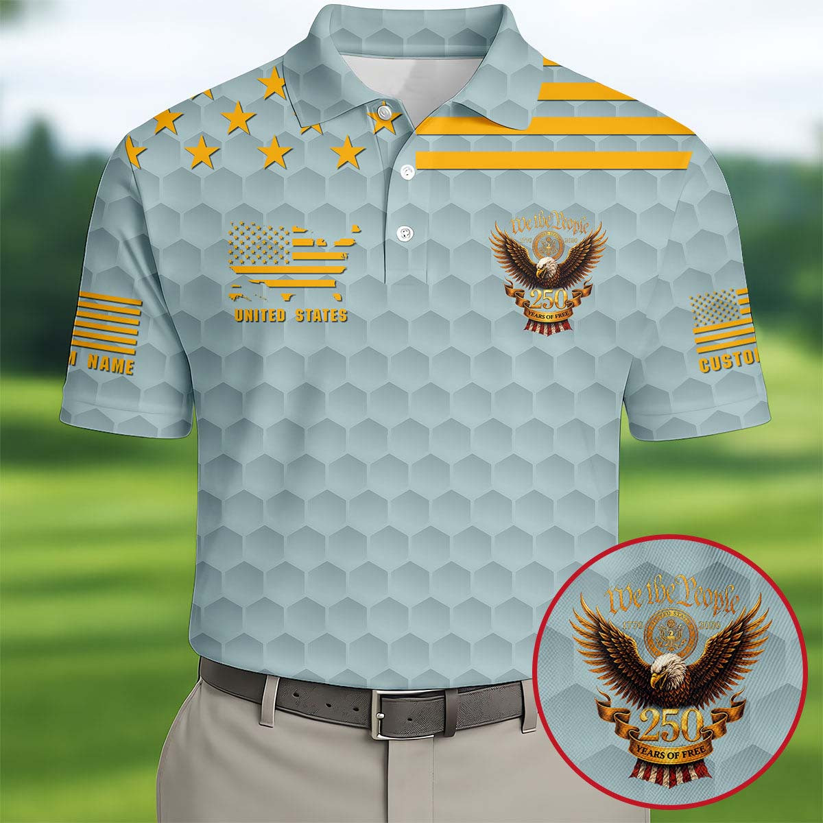 Customized We The People 250 Years Of Free Golf Polo Shirt Golf Outfit Men Good Golf Gifts
