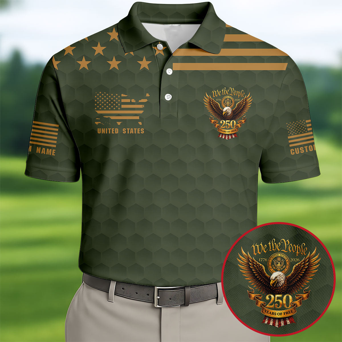 Customized We The People 250 Years Of Free Golf Polo Shirt Golf Shirts For Men Good Golf Gifts