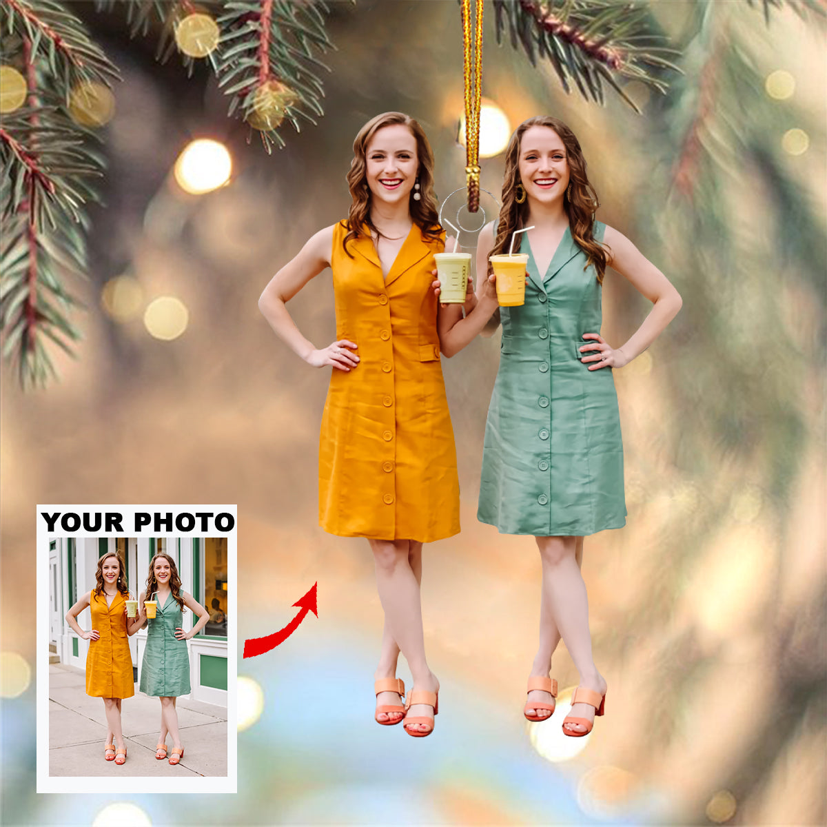 Customized Your Photo Ornament Happy Together Personalized Photo Mica Ornament Christmas